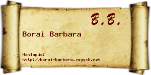 Borai Barbara névjegykártya